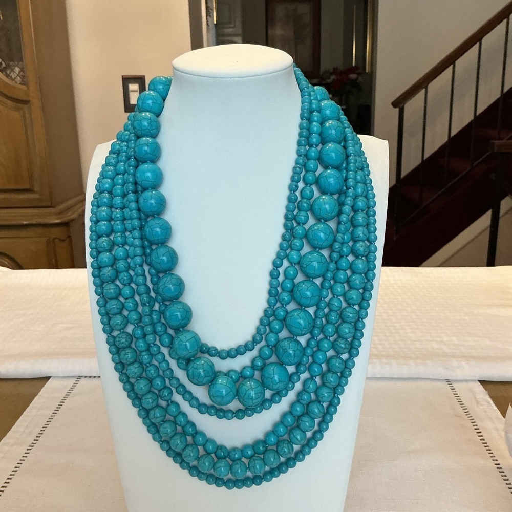Kenneth J. Lane Vintage Turquoise Colored Beaded Necklace